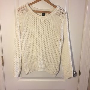 White Chunky Open Knit Sweater